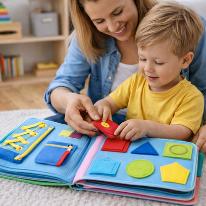 Carte de activități din fetru Montessori pentru copii mici, Carte de învățare