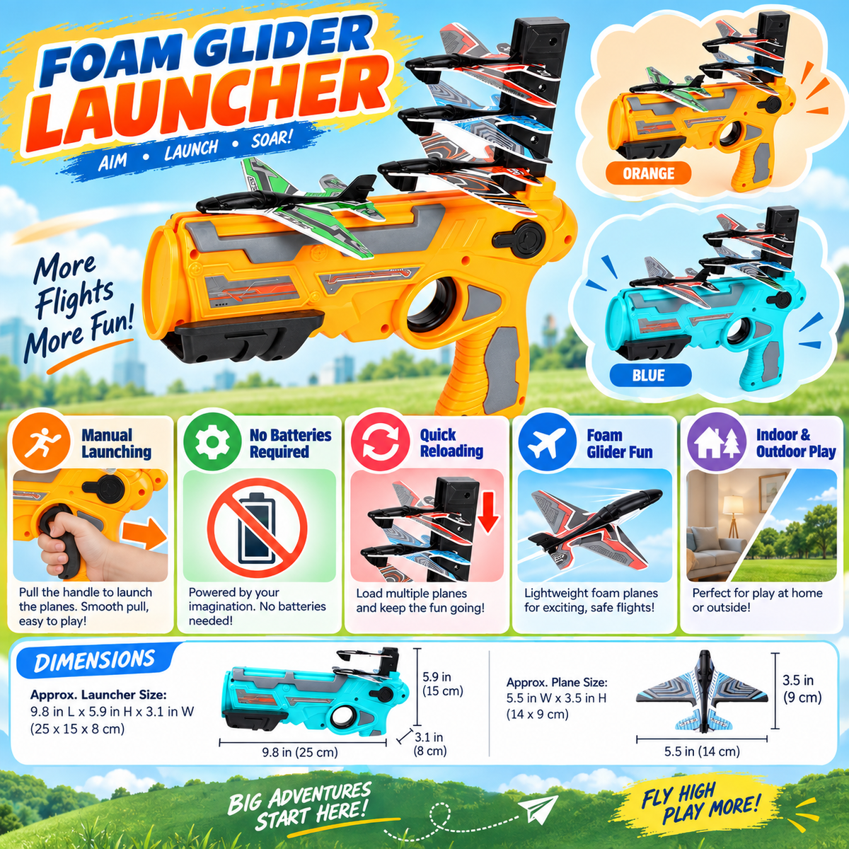 Toy Airplane Shooter Launcher Handheld Reloading