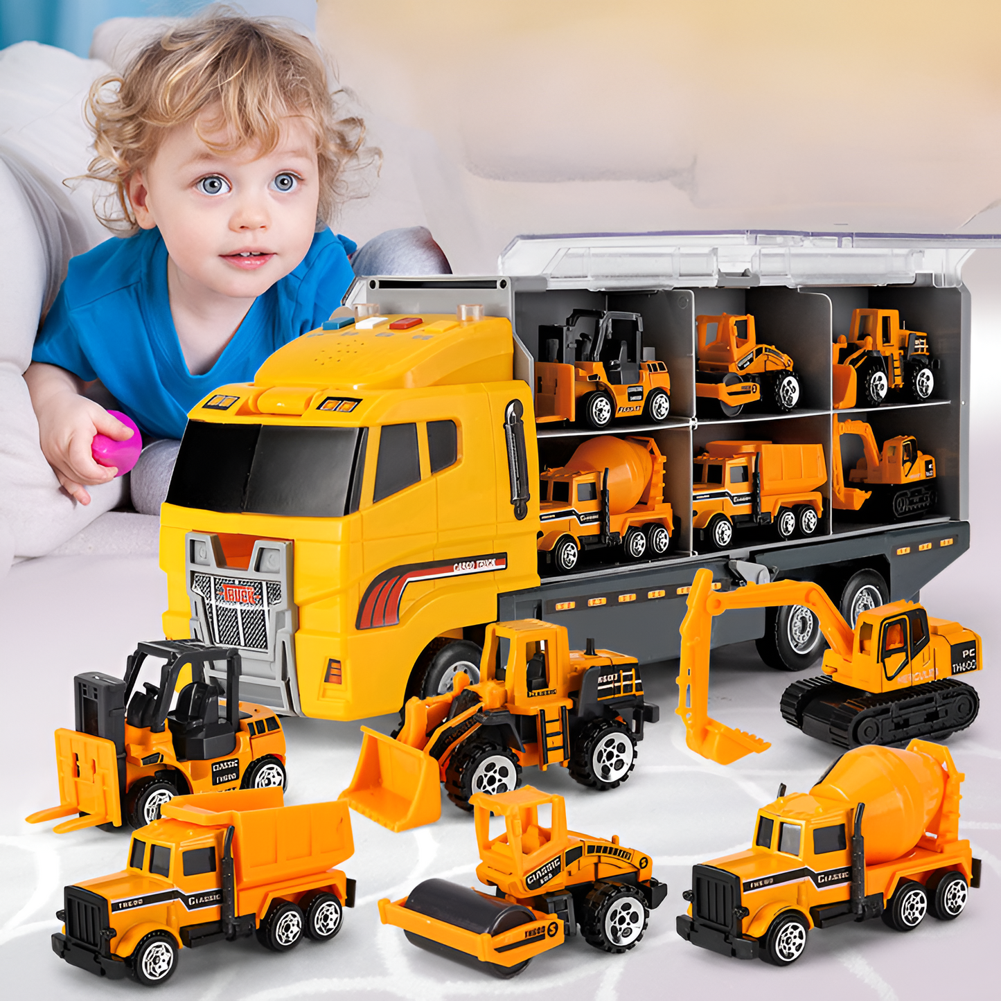 Conjunto de Veículos de Construção Caminhão Mini Liga Kit de Brinquedo Transportador
