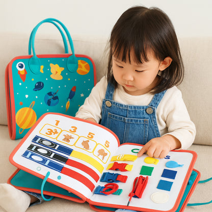 Valigetta da viaggio con tavola sensoriale Montessori per giocattoli