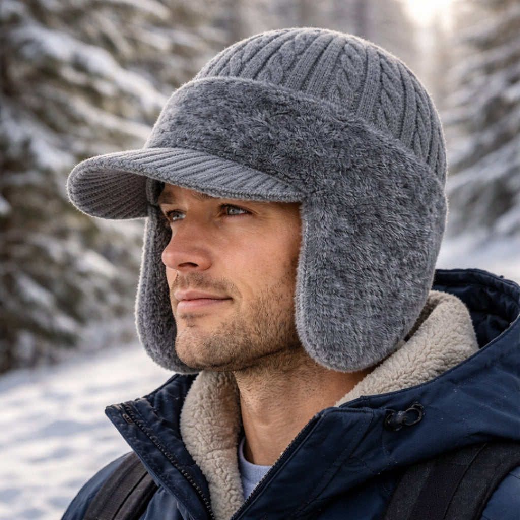 Gorro Trapper Inverno Aba Ouvidos Gorro Malha Viseira