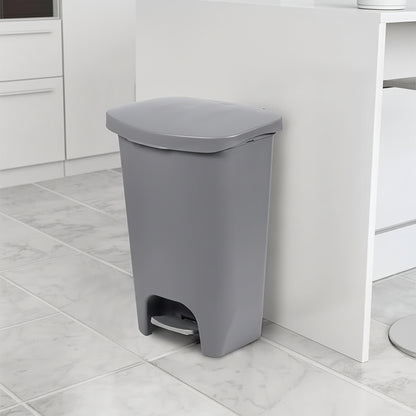 13 Gallon White Kitchen Trash Can Step Pedal Odor Protection