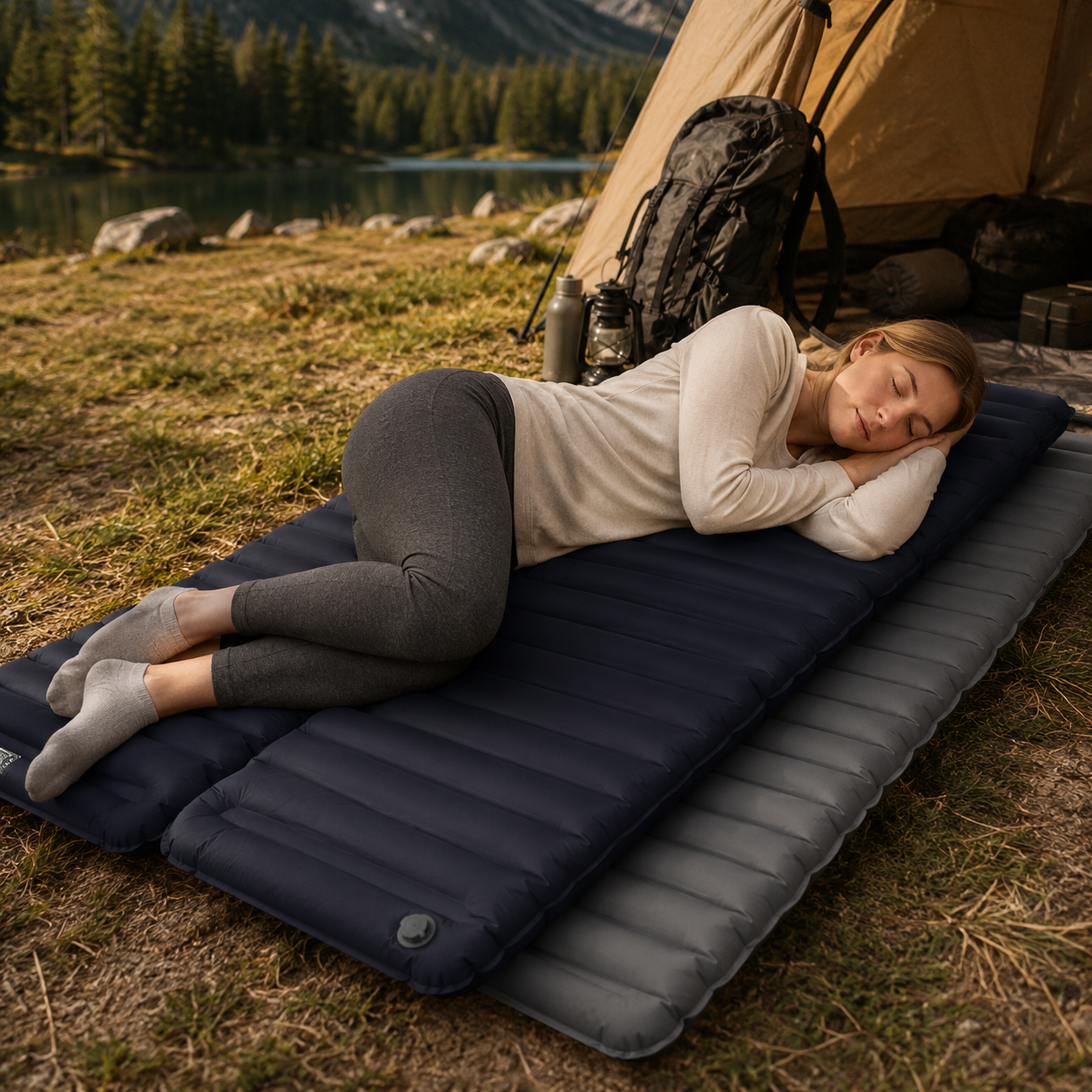 Colchão insuflável para dormir em viagem, colchão de campismo, cama de ar