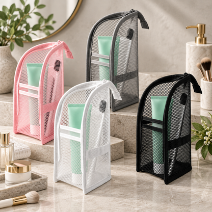 Travel Toiletry Bag Easy Access Self Standing Organizer