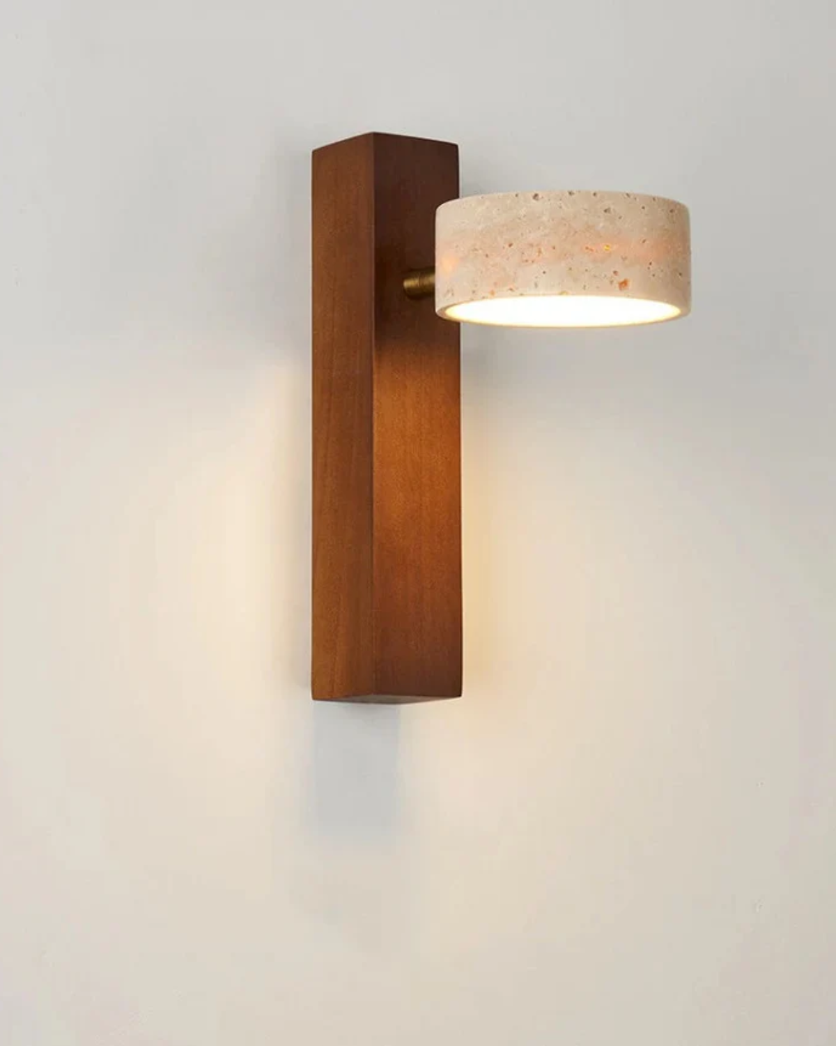 Travertine Wall Lamp | Modern Stone & Wood Sconce