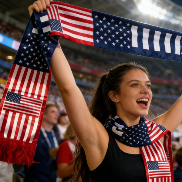Sciarpa ventaglio con bandiera USA per il giorno della partita della Coppa del Mondo di calcio