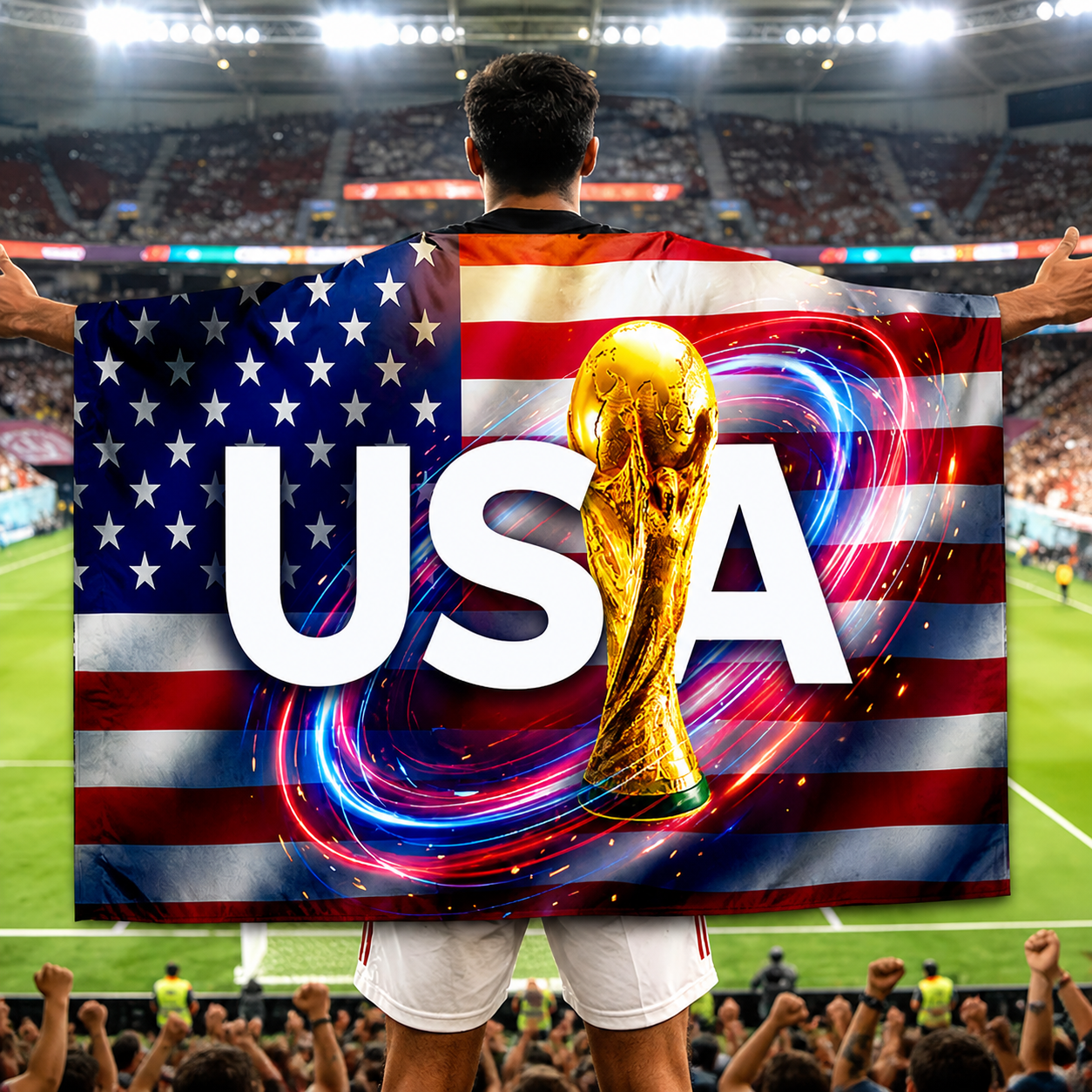 Capa de Adepto de Futebol com Bandeira dos EUA para o Dia do Jogo da Taça do Mundo