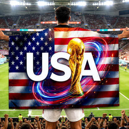 Capa de Adepto de Futebol com Bandeira dos EUA para o Dia do Jogo da Taça do Mundo