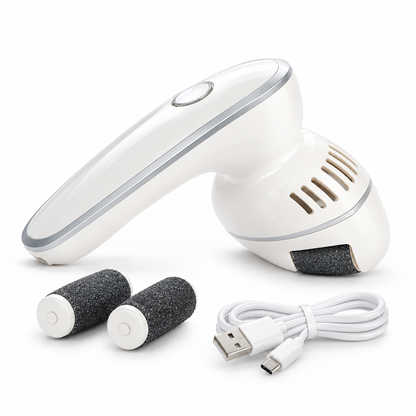 Dispozitiv electric portabil pentru îndepărtarea calusurilor, cu aspirare și reîncărcare USB