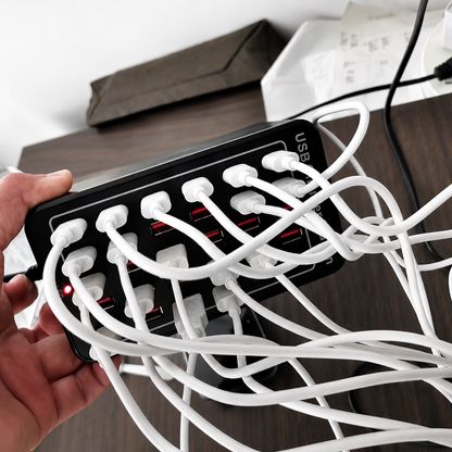 Estación de carga USB con 30 puertos para múltiples dispositivos