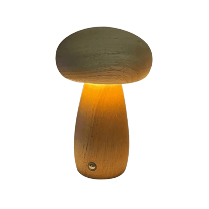 Lampada a fungo Portobello | Luce notturna ricaricabile in legno naturale