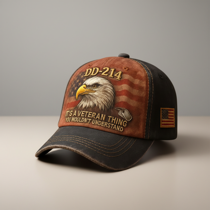 Șapcă de baseball brodată cu steagul veteranului, pălărie veche reglabilă