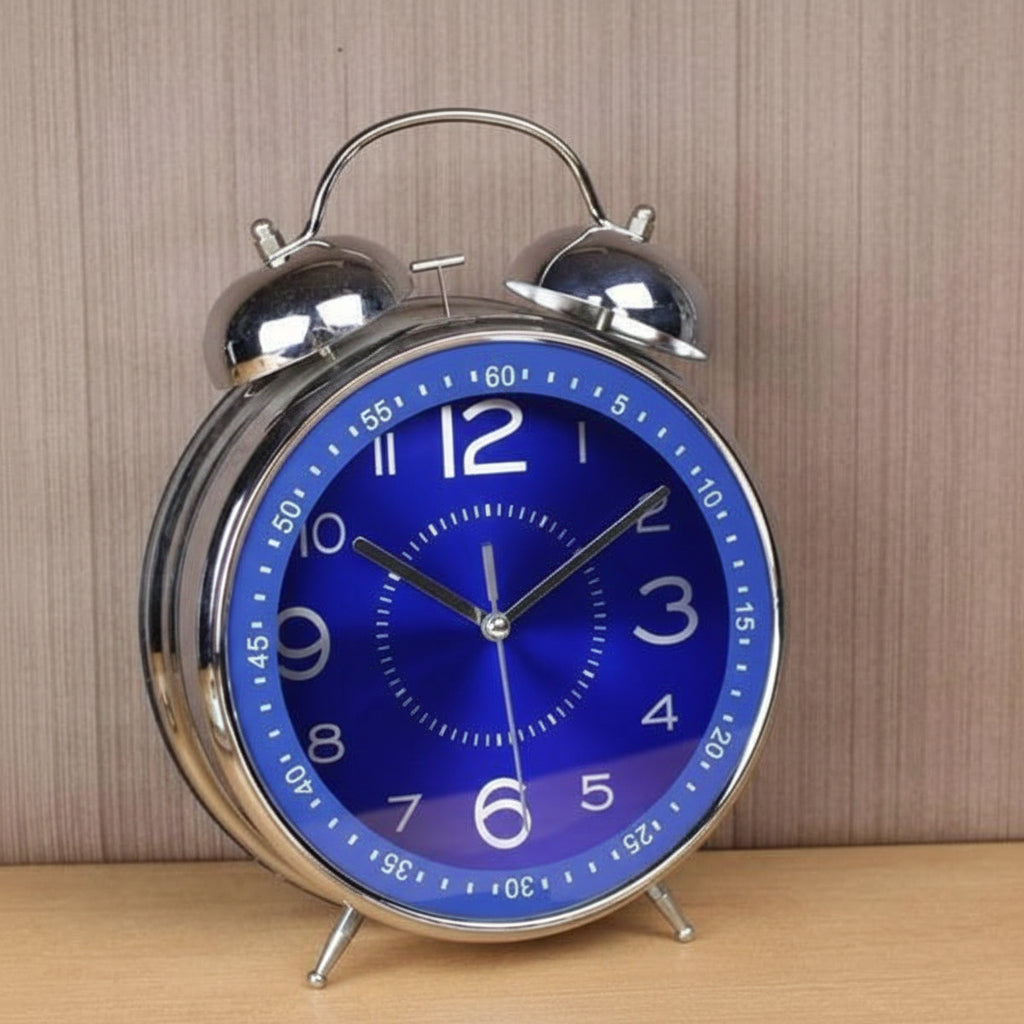 Ceas deșteptător metalic vintage cu două clopoțele, ceas de noptieră zgomotos