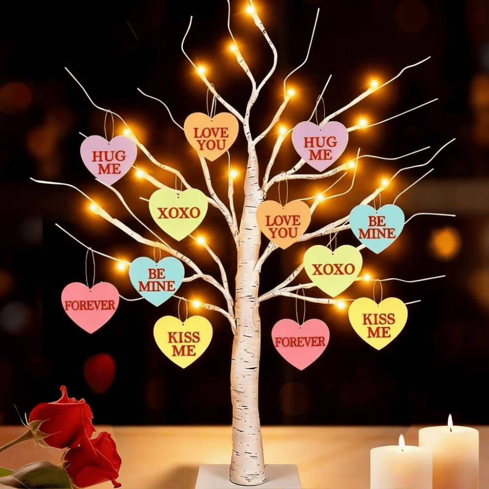 Table Lamp LED Valentine Tree Heart Ornaments