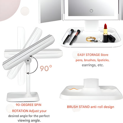 Vanity Mirror LED Adjustable Lighting Foldable Makeup Stand