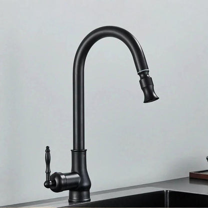 Rubinetto da cucina in ottone con bocca girevole stile antico
