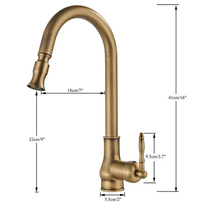 Vintage Antique Brass Kitchen Sink Taps Swivel Spout Mixer 7