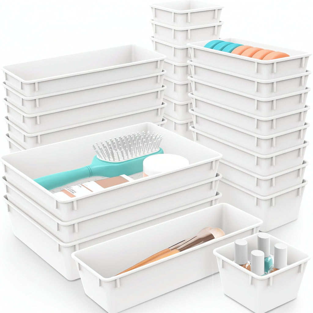 Set di vassoi in plastica per organizzare i cassetti Cucina Ufficio Bagno