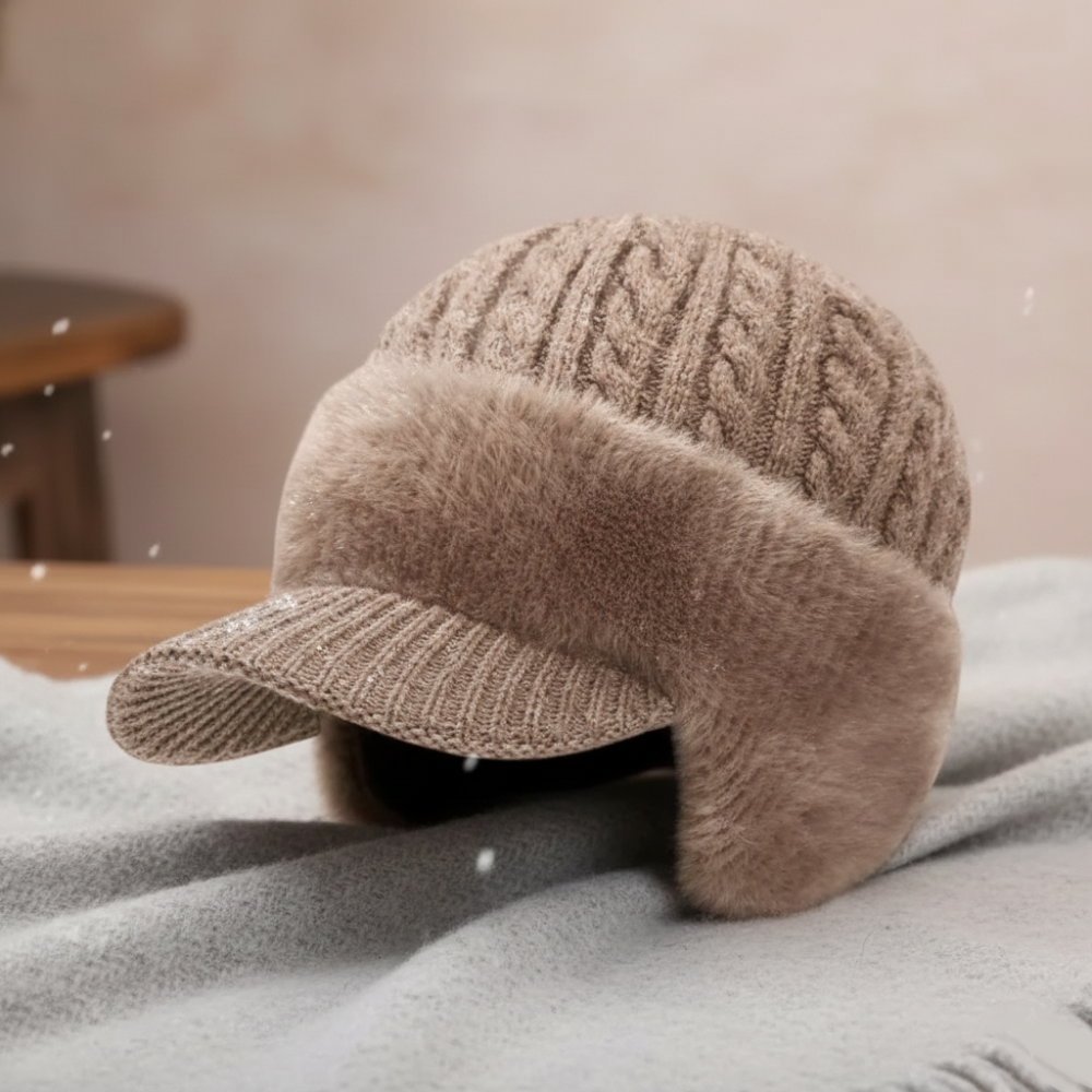 Căciulă de iarnă cu urechi din tricot pentru vreme rece