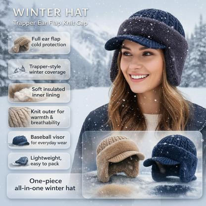 Hue Strikhue Trapper Med Øreklapper Vinter