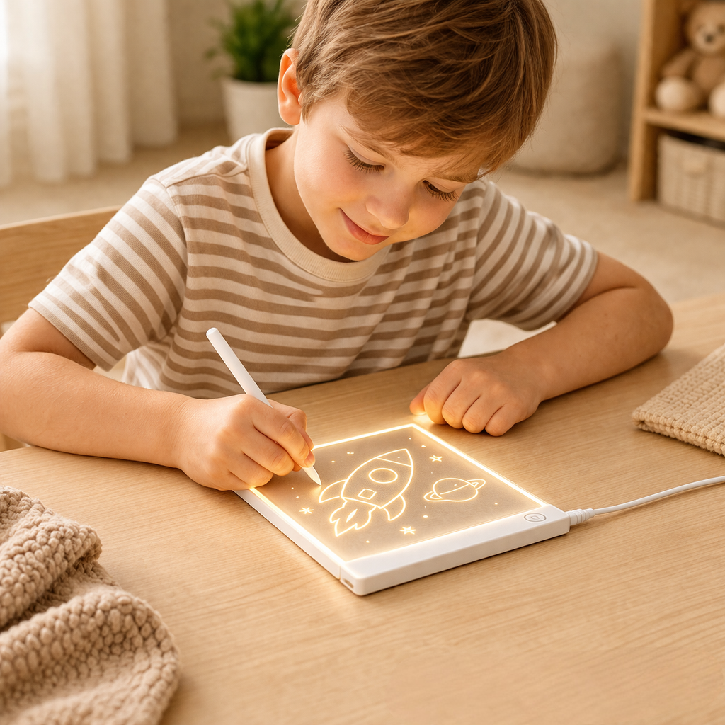 Wandbild LED-Zeichentafel Kinder Wiederverwendbares Leuchtendes Schreibtablett