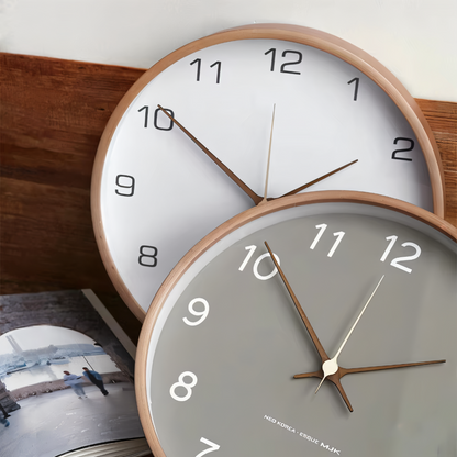Wall Clock Silent Wooden Round Nordic Timepiece
