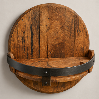 Wall Mounted Whiskey Shelf Barrel Rustic Bottle Display