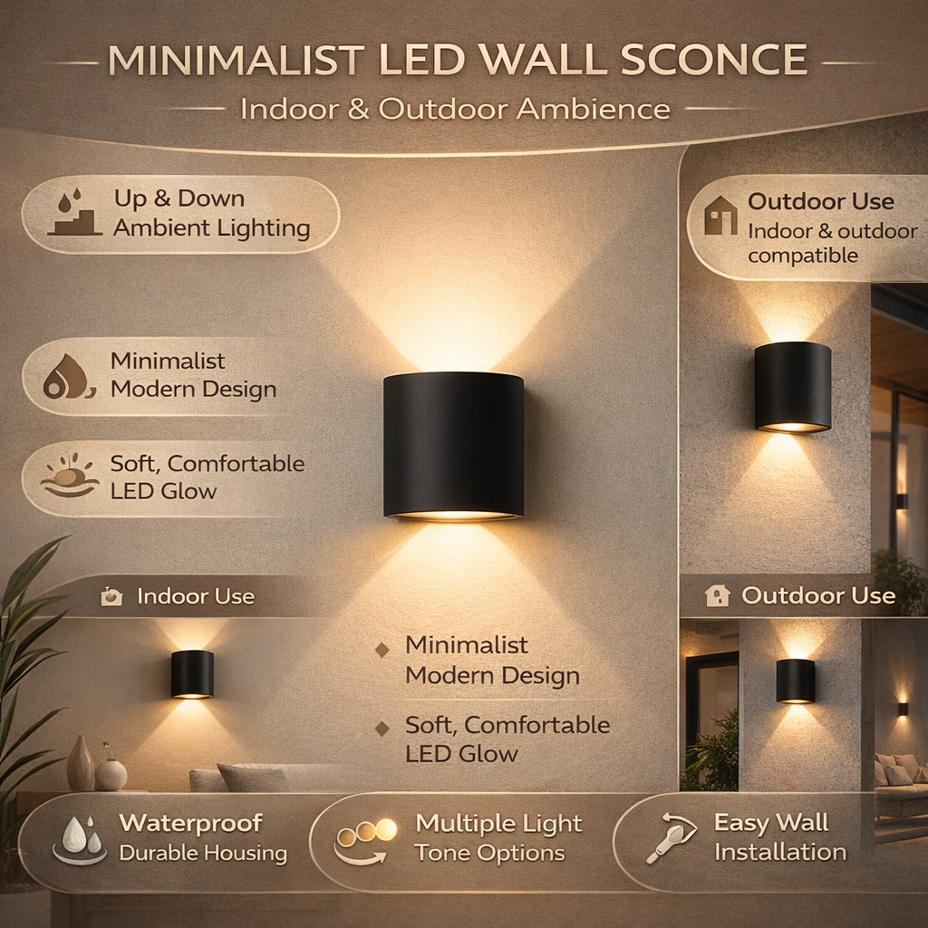 Wall Sconce Modern LED Minimalist Waterproof Indoor Outdoor Light - Image 4