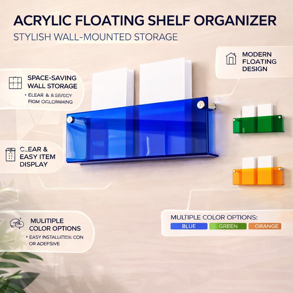 Floating Magazine Rack Wall Shelf Acrylic Floating Magazine Display Storage Organizer ...