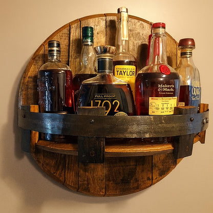 Estante de Pared Barril de Madera Redondo para Exhibición