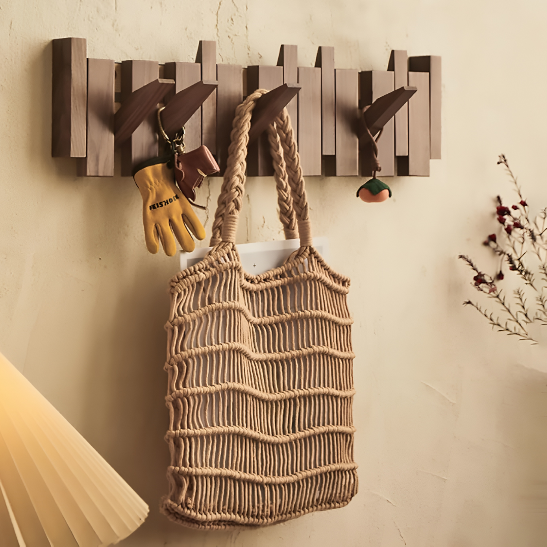 Wandmontierte Garderobe Holz Klappbarer Hakenpaneel – DecorsDeluxe