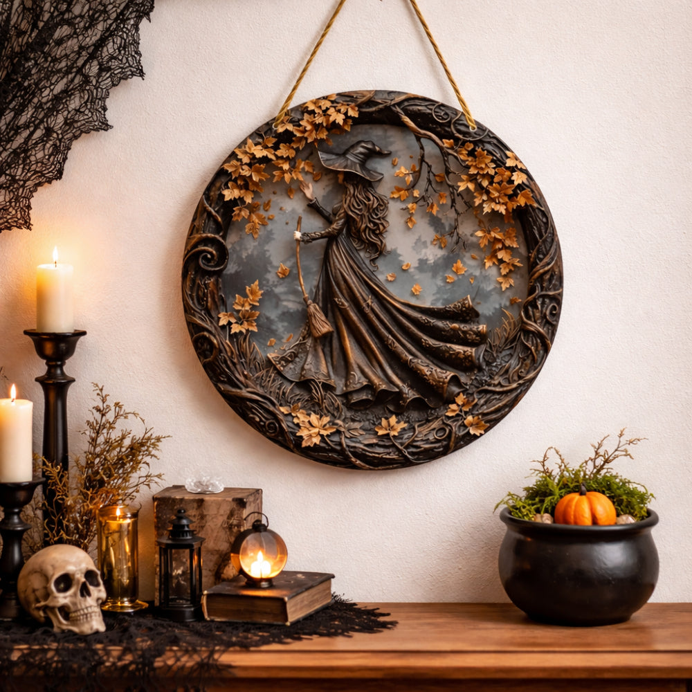 Wandbild Hexenfolklore Holz Türhänger Zeichen