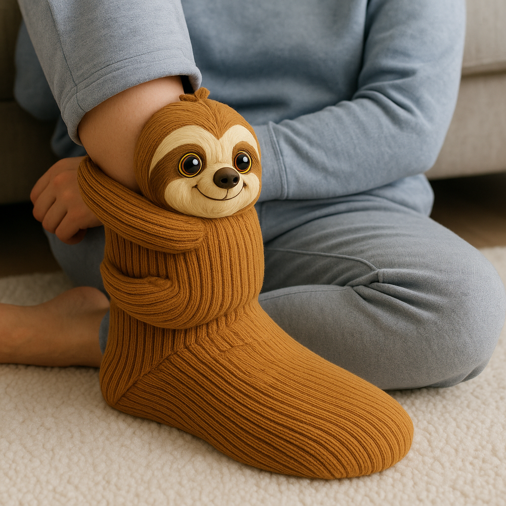 Warm Non-Slip Plush Microfiber Animal Motif House Socks 0