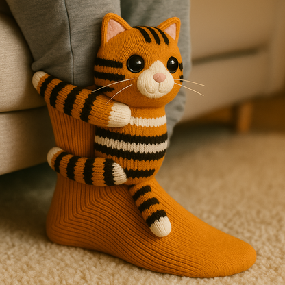 Warm Non-Slip Plush Microfiber Animal Motif House Socks 1