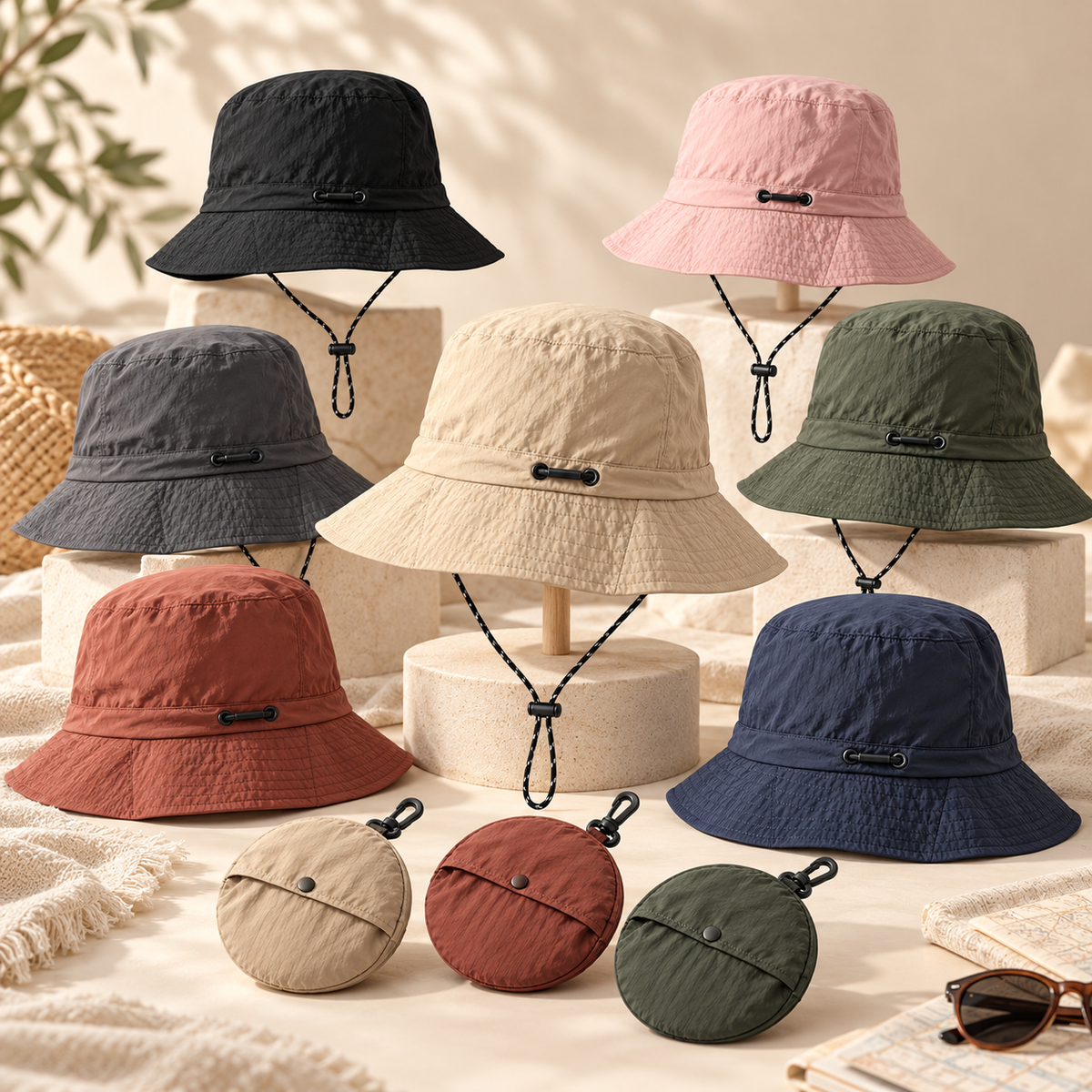 Chapéu de sol resistente à água, de secagem rápida e design dobrável