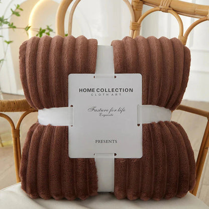 Wide Striped Flannel Fleece Blanket Soft Warmth Cozy Home Decor 3
