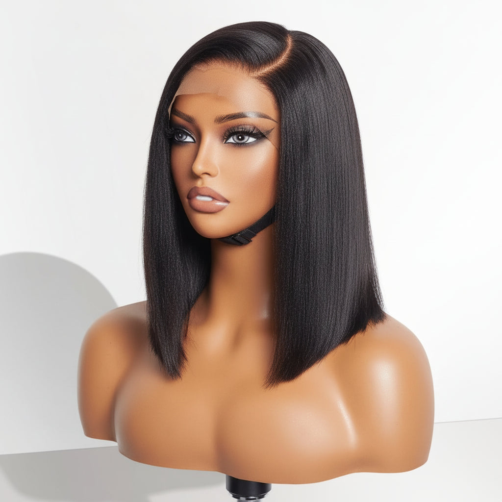 Echthaar Perücke Bob Glatt Lace Front Ohne Kleber
