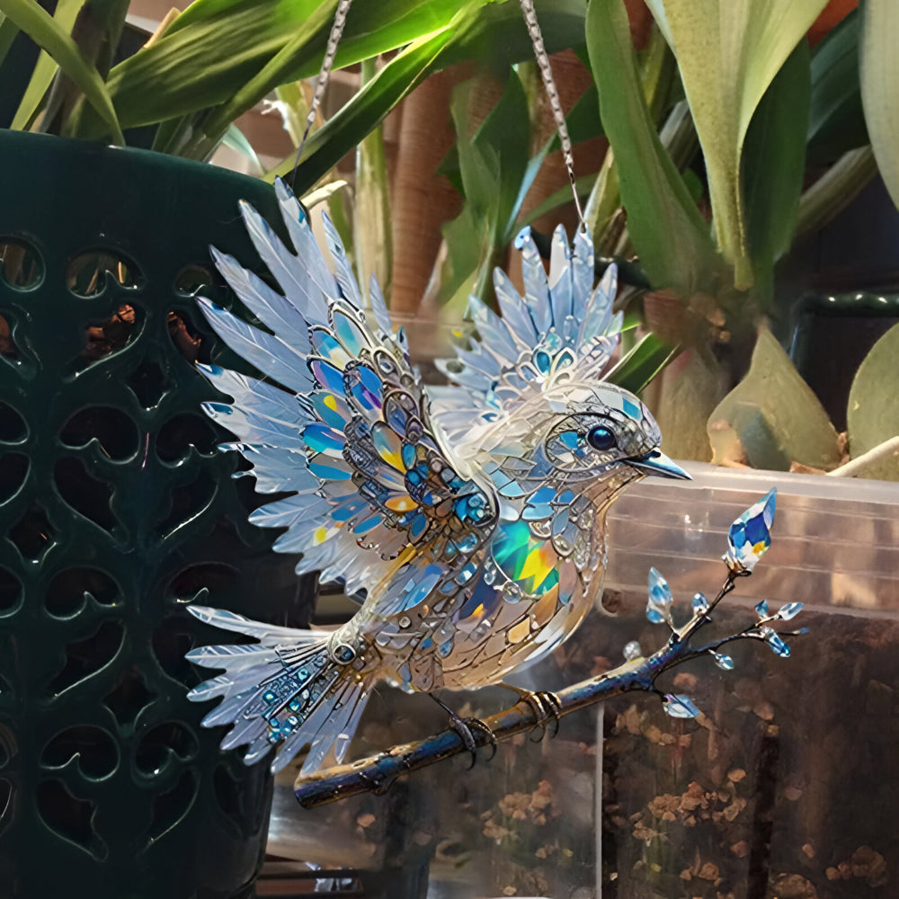 Window Suncatcher Stained Glass Bluebird Acrylic Hanging Decor