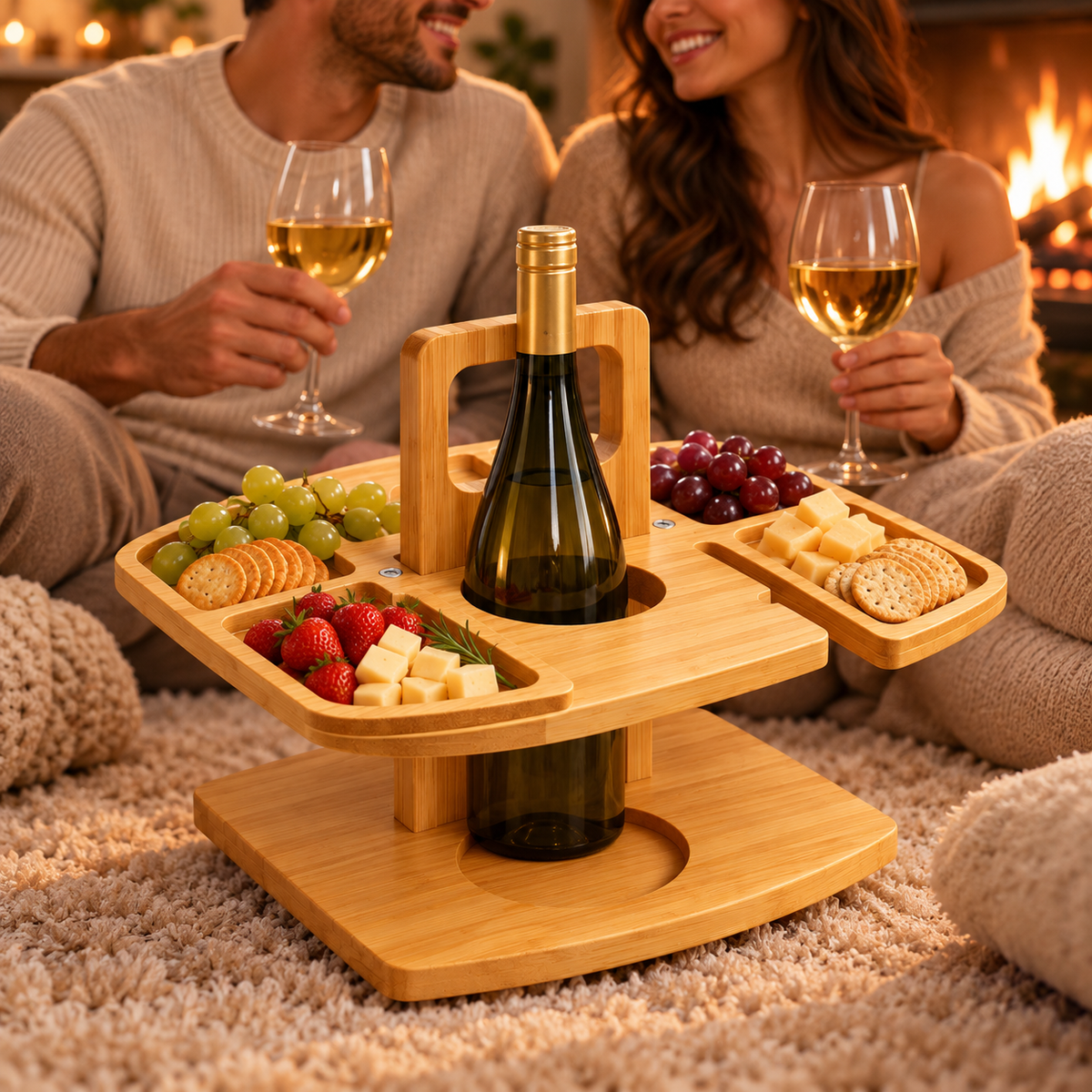 Wine Picnic Table Foldable Wooden Outdoor Design