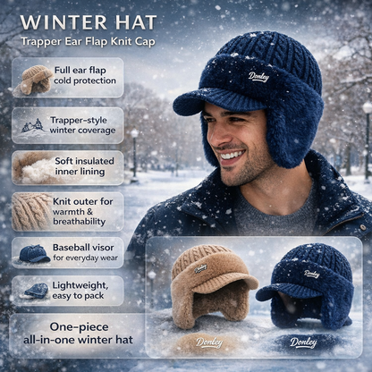 Winter Hat Trapper Ear Flap Knit Cap - Image 6