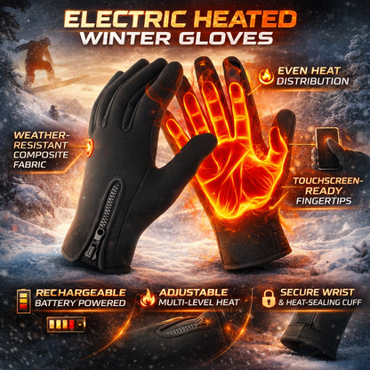 Winter Heated Gloves Electric Outdoor Touchscreen Grid Design
