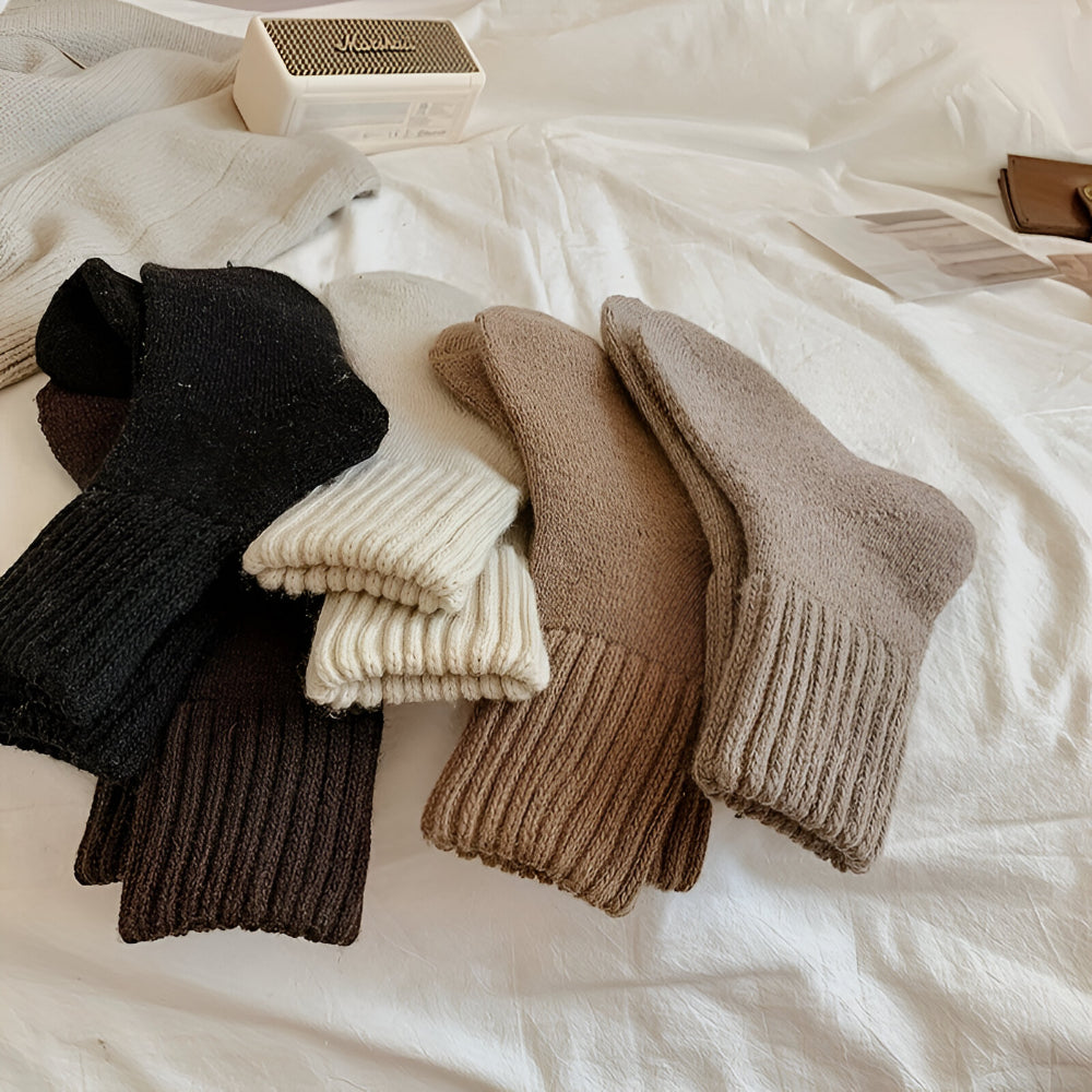 Winter Socks Knit Solid Color Fall Season Casual Set