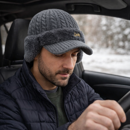 Gorro de Invierno con Orejeras y Visera de Punto