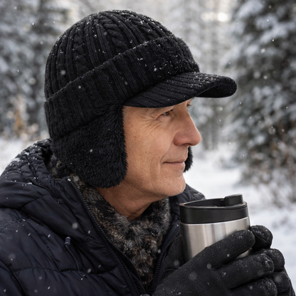 Gorro de Invierno con Orejeras y Visera de Punto