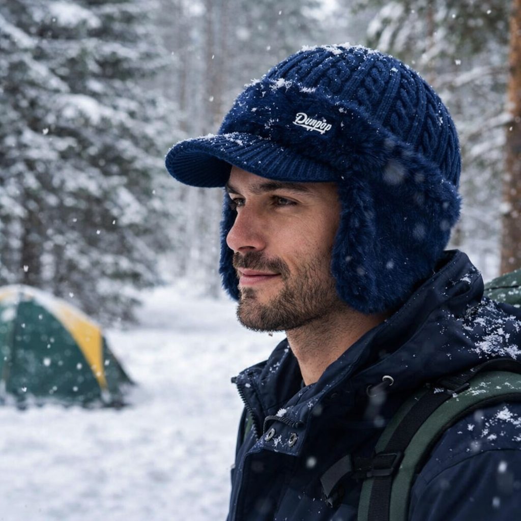 Gorro de Invierno con Orejeras y Visera de Punto