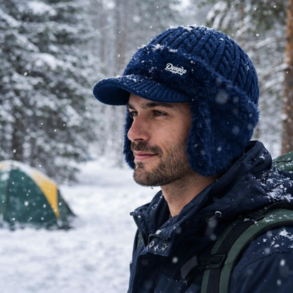 Gorro de Invierno con Orejeras y Visera de Punto