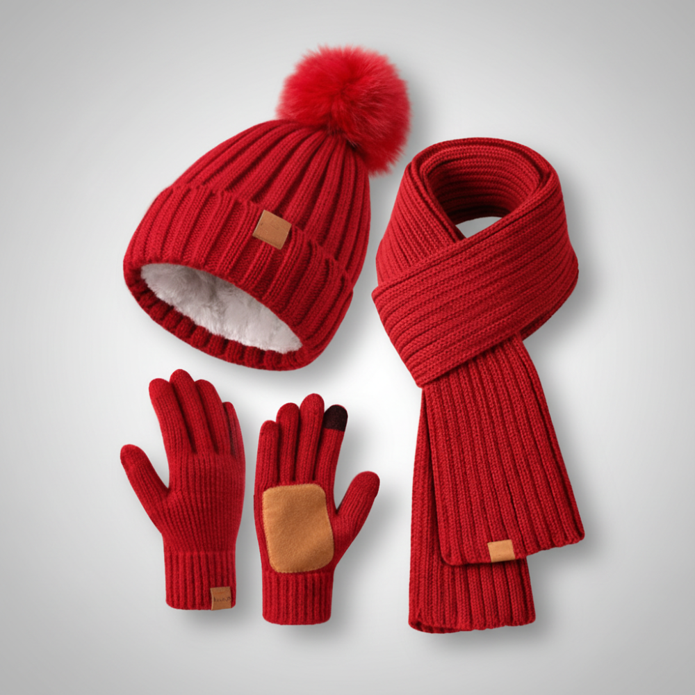 Winterzubehör Strickmütze Schal Handschuhe mit Touchscreen-Funktion Se – DecorsDeluxe