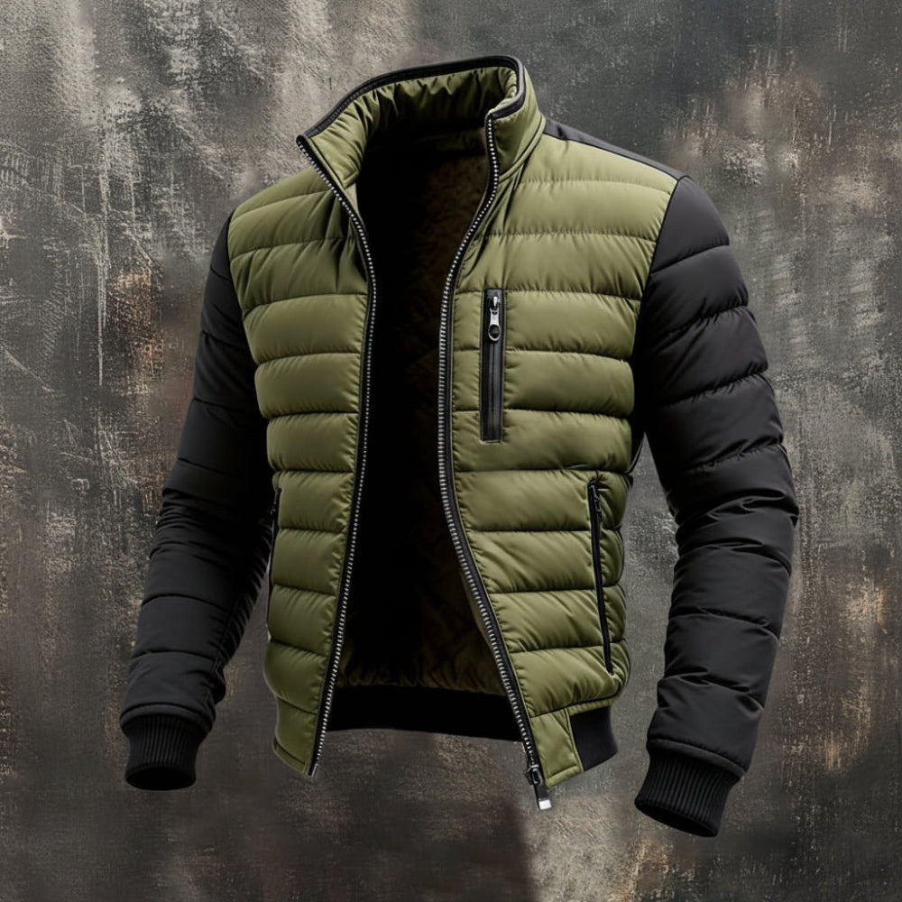 Winterjacke Steppjacke mit Reißverschluss und kontrastierenden Ärmeln