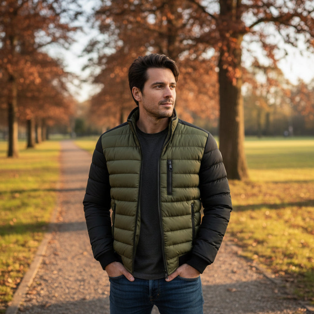 Winterjacke Steppjacke mit Reißverschluss und kontrastierenden Ärmeln