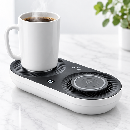 Scalda-raffredda bevande rotondo con ricarica wireless e LED